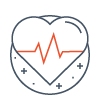 Icon of a heart with heart beat symbol