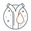 Icon of a vessel with an outline of a drop of blood