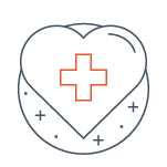 an icon of a heart with a medical cross symbol in the middle