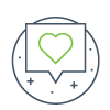 Icon of a square speech bubble with a heart inside