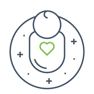 Icon outline of a baby with a heart in the middle